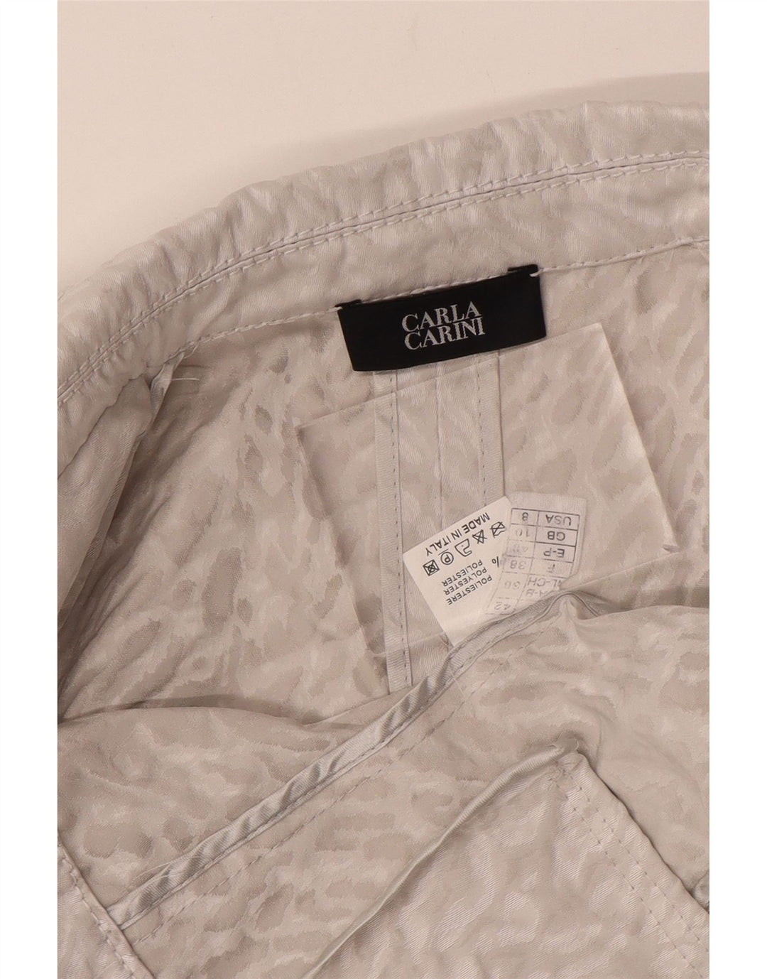 CARLA CARINI Cardigan Crop Feminino UK 10 Pequeno Cinza Animal Estampa