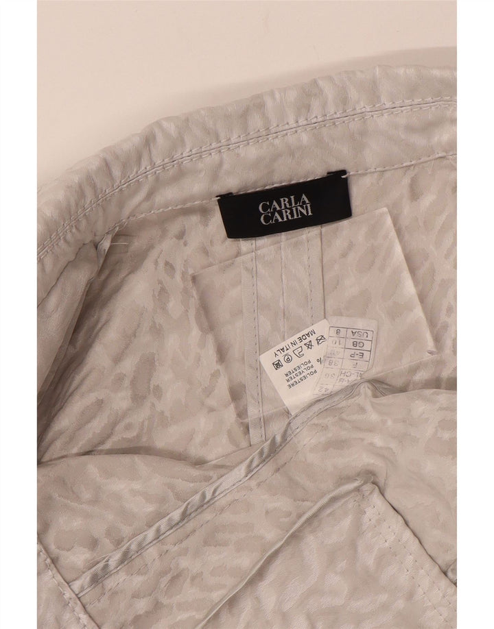 CARLA CARINI Cardigan Crop Feminino UK 10 Pequeno Cinza Animal Estampa
