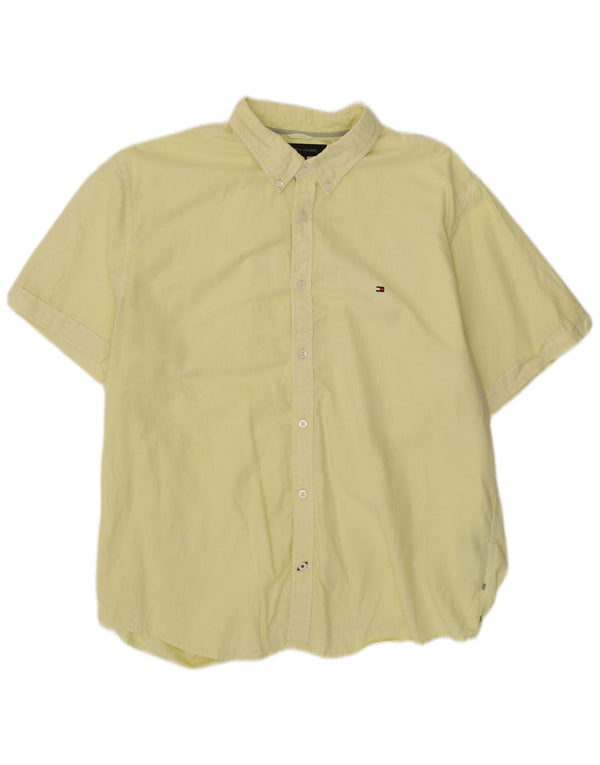 Camisa masculina de manga curta Slim Fit Tommy Hilfiger 2XL algodão amarelo