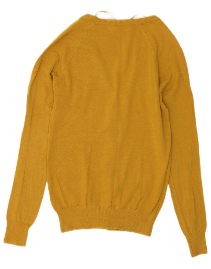 Suéter cardigã feminino Zara Reino Unido 12 algodão amarelo médio