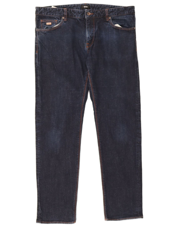 Hugo Boss Mens Slim Jeans W38 L32 Azul Marinho Algodão