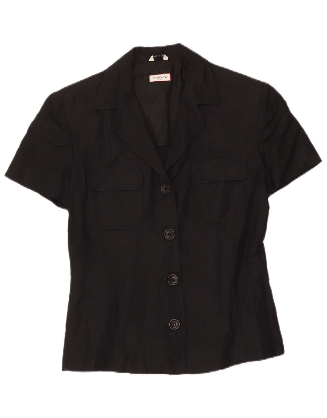 Jaqueta blazer feminina de manga curta com 3 botões Max & Co. Reino Unido 10 pequena preta