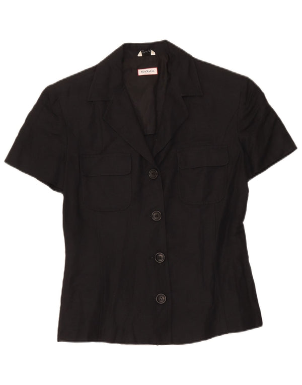 Jaqueta blazer feminina de manga curta com 3 botões Max & Co. Reino Unido 10 pequena preta