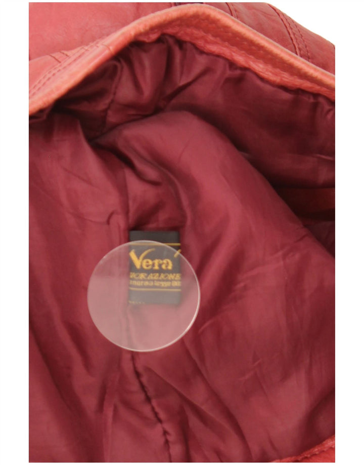 Jaqueta de couro vintage feminina UK 12 couro vermelho médio
