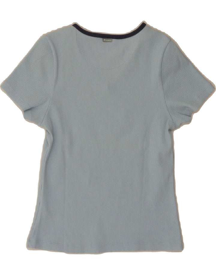CHAMPION Womens Crop T-Shirt Top UK 14 Large Blue Cotton Vintage Champion and Second-Hand Champion from Messina Hembry 