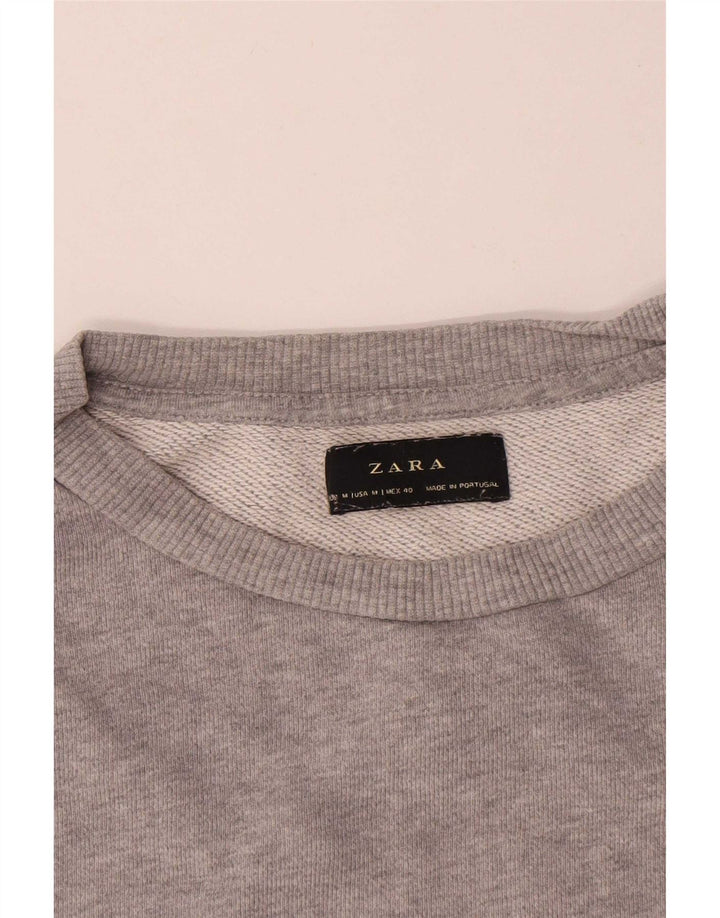 Zara moletom masculino jumper médio cinza algodão manchado