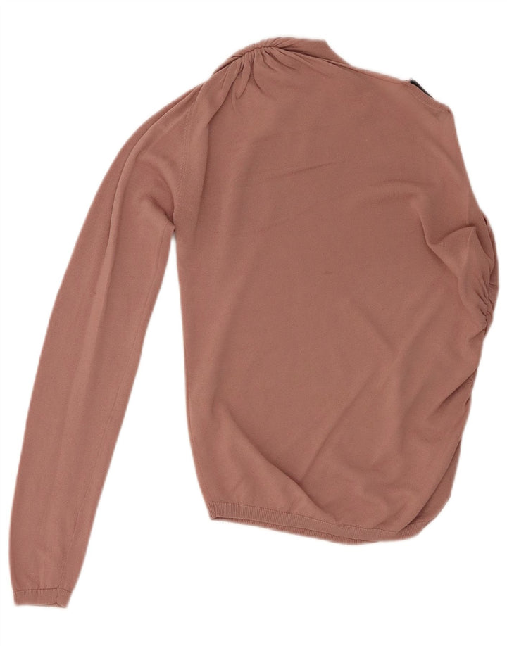 Top feminino de um ombro Zara UK 12 viscose rosa médio