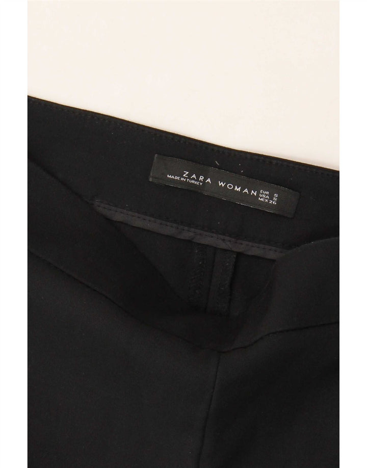 Zara Calça feminina reta cortada pequena W26 L23 preta