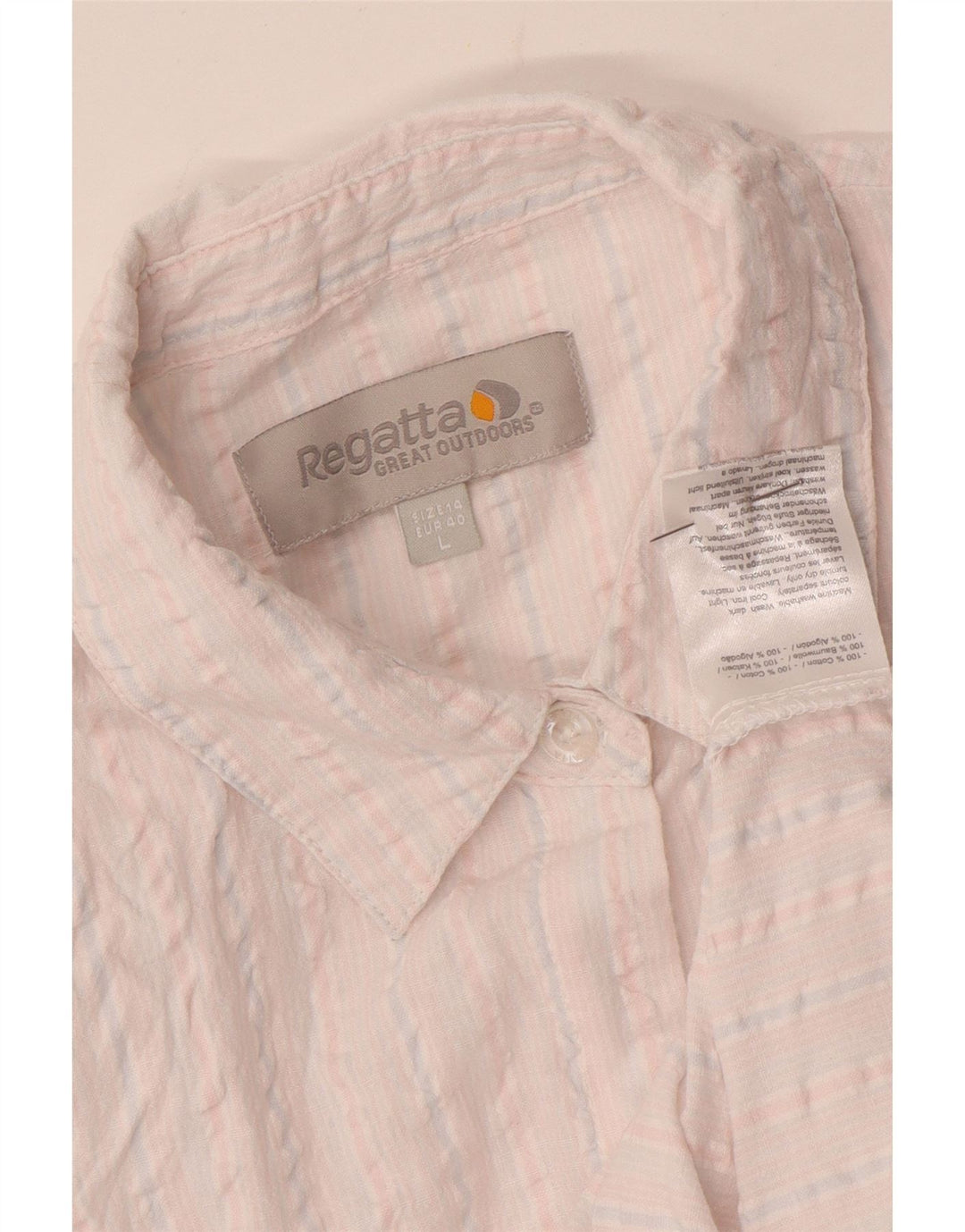 Camisa feminina de manga curta Regatta UK 14 grande algodão listrado branco