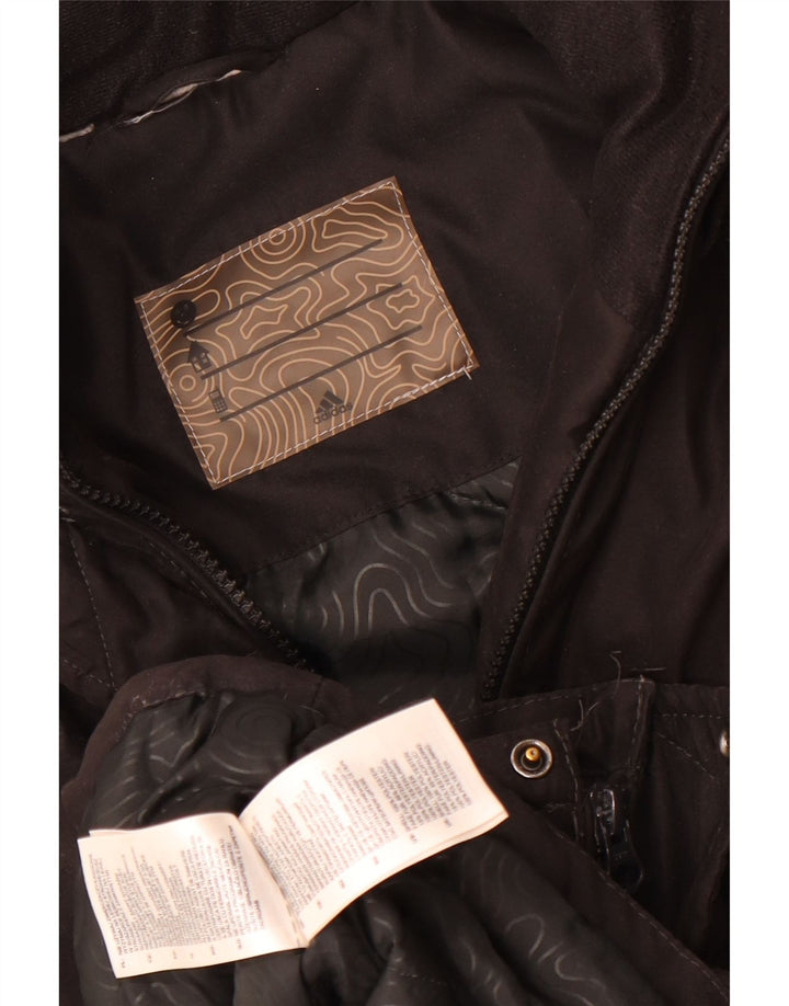 Adidas Womens Hooded Parka Jacket UK 14 Médio Preto Poliéster