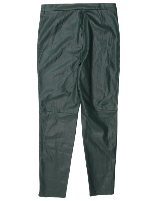 Zara Calça feminina skinny de couro sintético de cintura alta grande W30 L28 verde