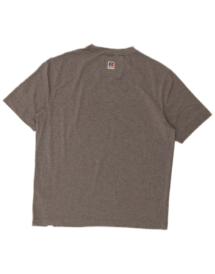 Camiseta gráfica masculina HUGO BOSS Top algodão cinza médio