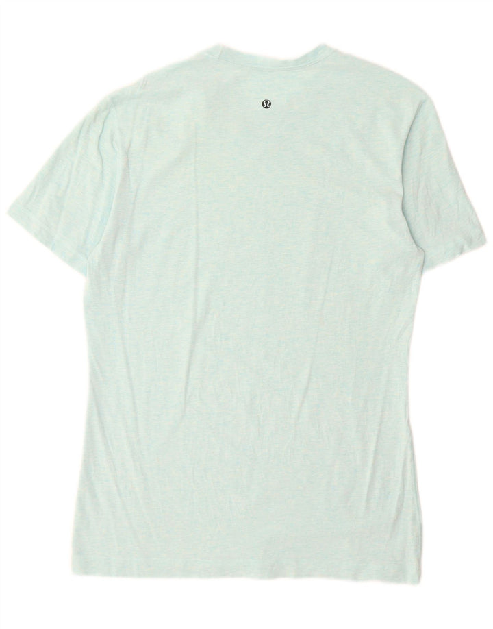 Camiseta feminina Lululemon UK 16 grande azul manchada
