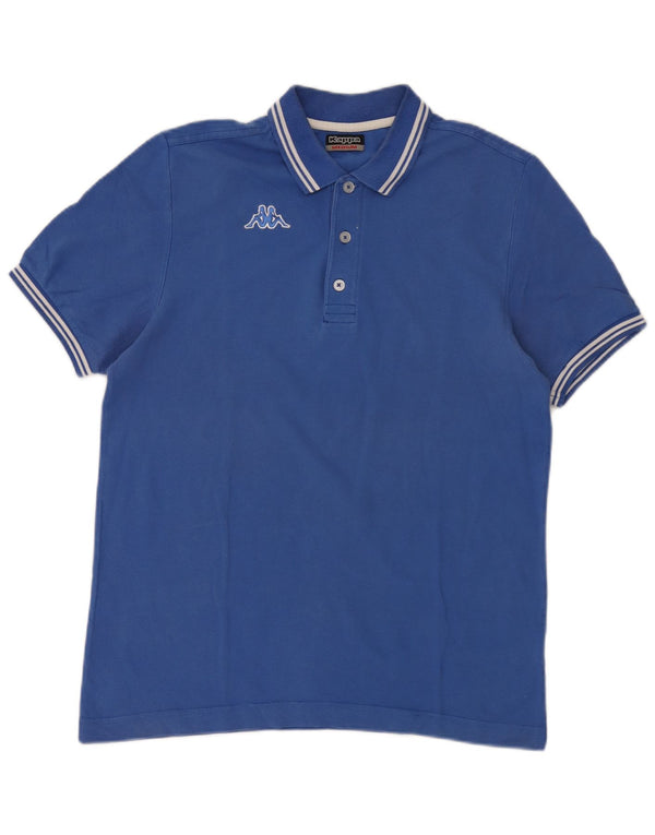 Camisa polo masculina Kappa listrada azul médio