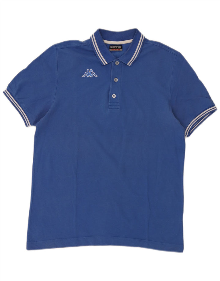 Camisa polo masculina Kappa listrada azul médio