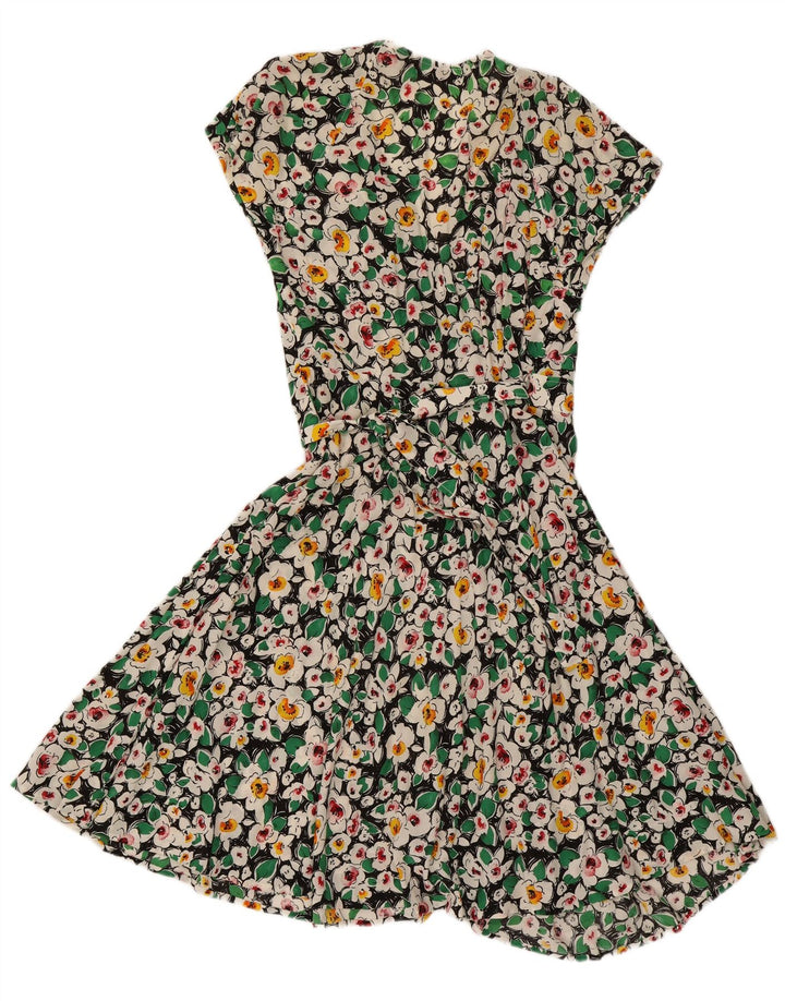 Vestido feminino vintage UK 12 médio floral multicolorido