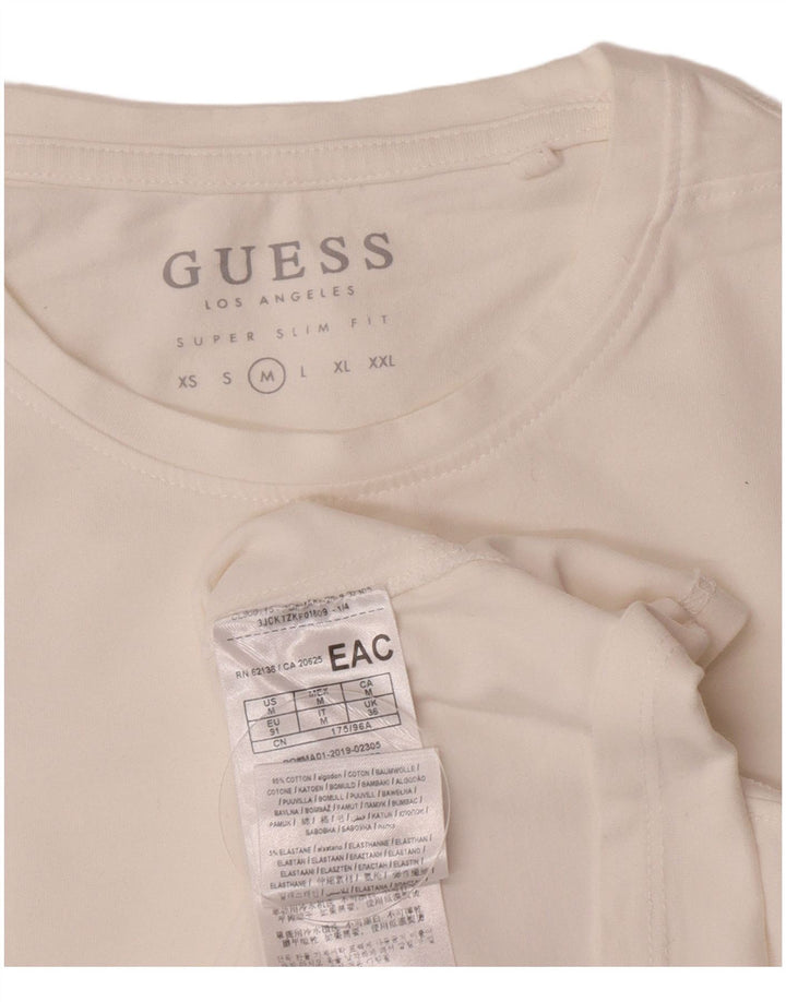 Guess Mens Camiseta Super Slim Fit Top Médio Algodão Branco