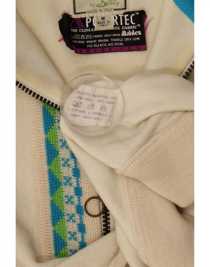 Silvy Mens Polartec Zip Neck Fleece Jumper Médio Bege Poliéster Fair Isle