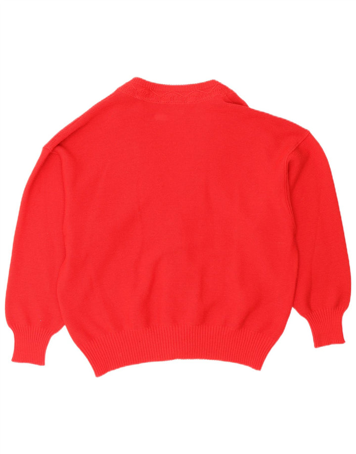 Suéter Cardigan Feminino Vintage EU 44 XL Lã Vermelha