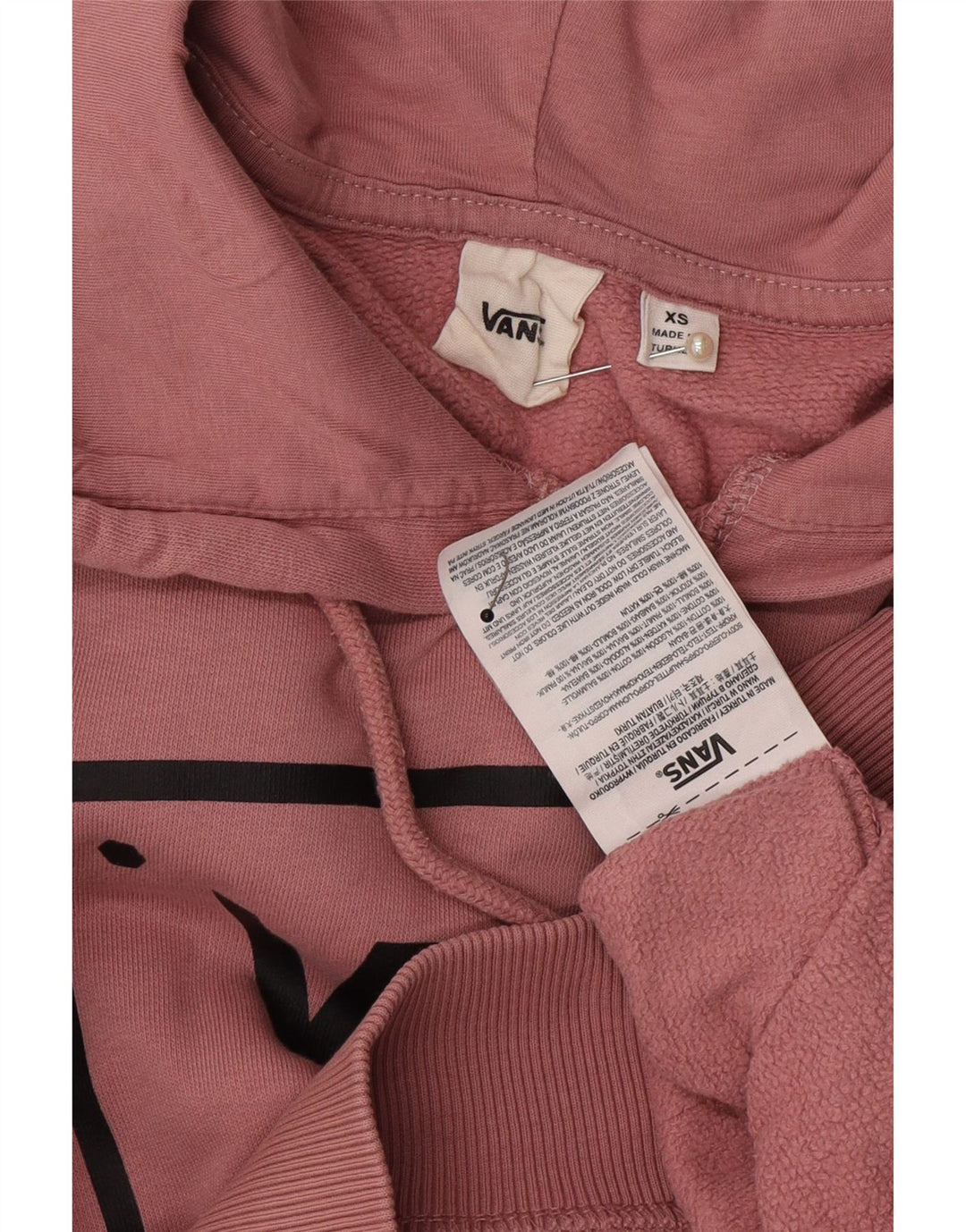 VANS Womens Oversized Crop Graphic Hoodie Jumper UK 6 XS Pink Cotton Vintage Vans and Second-Hand Vans from Messina Hembry 