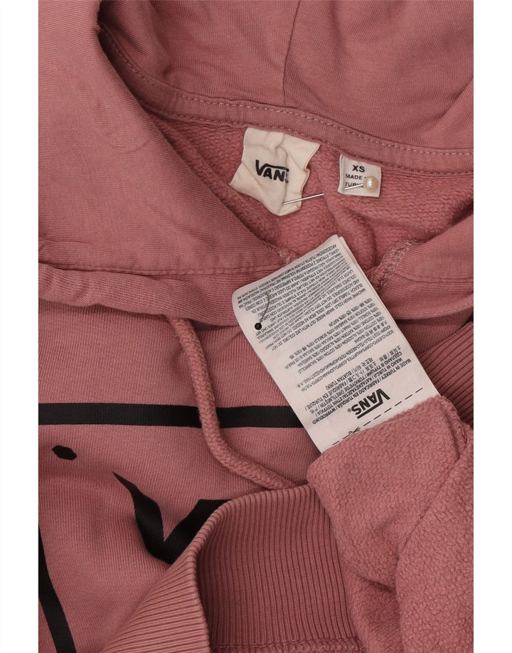 VANS Womens Oversized Crop Graphic Hoodie Jumper UK 6 XS Pink Cotton Vintage Vans and Second-Hand Vans from Messina Hembry 