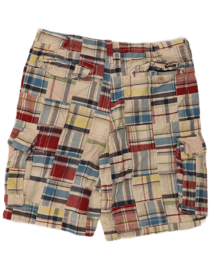 Shorts cargo masculino Playlife IT 50 grande W36 algodão xadrez multicolorido