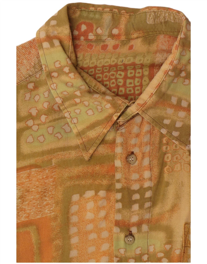 Camisa masculina vintage manga curta XL amarelo geométrico