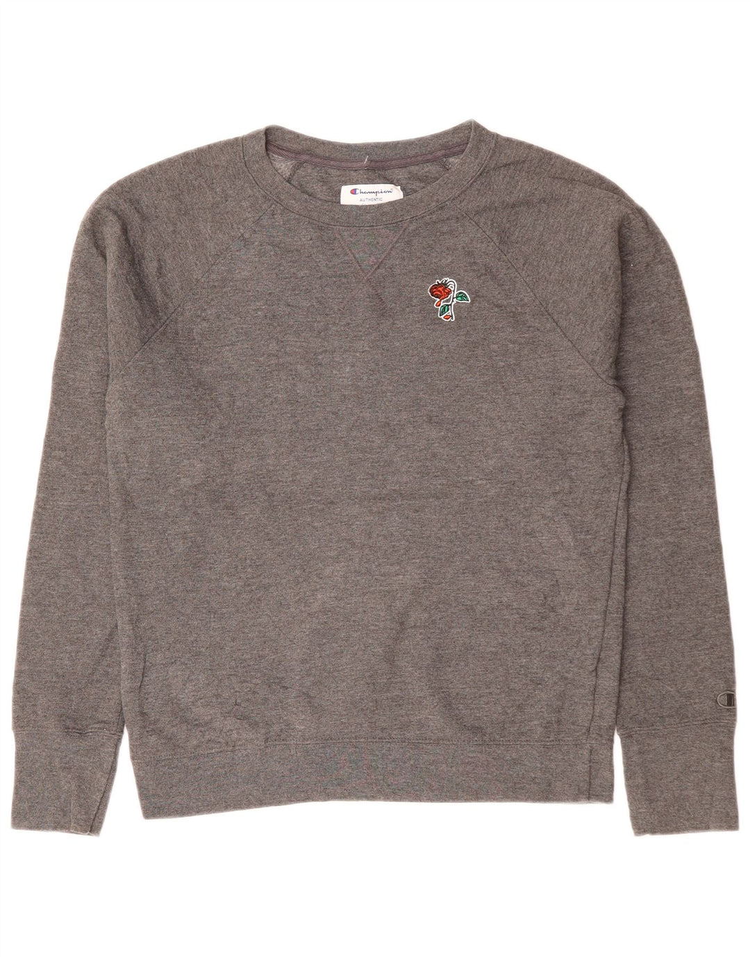 CHAMPION moletom feminino jumper UK 14 poliéster floral cinza médio
