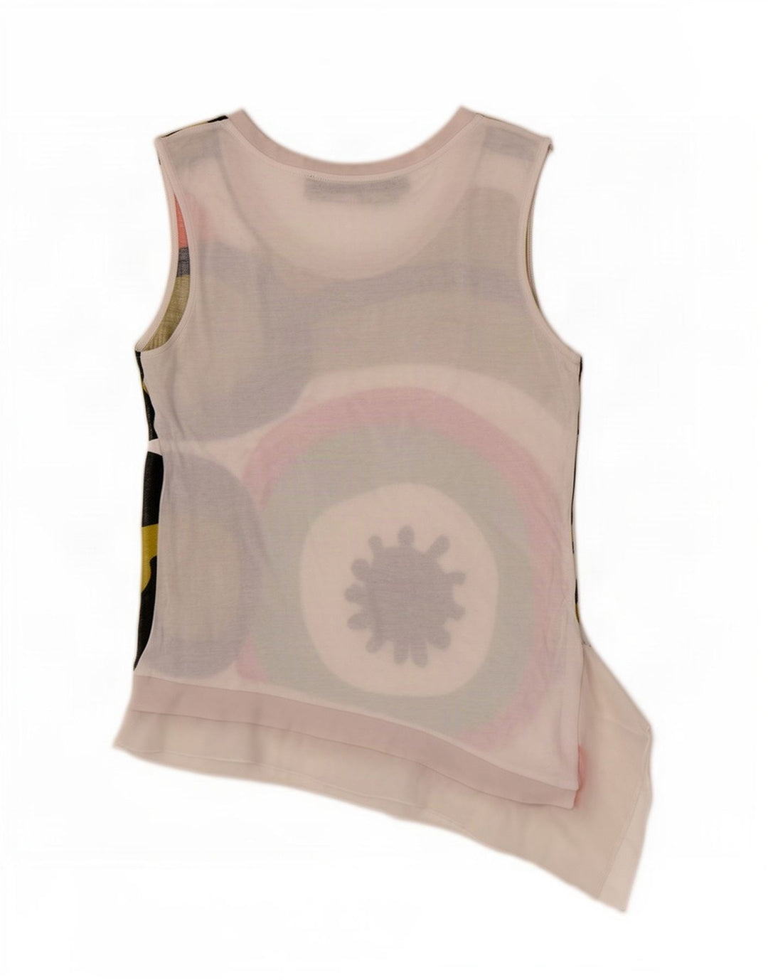 Desigual Colete Assimétrico Feminino Top UK 12 Médio Branco Geométrico
