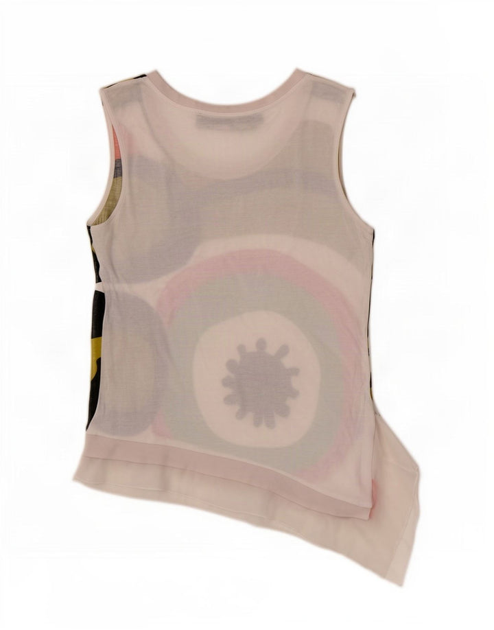 Desigual Colete Assimétrico Feminino Top UK 12 Médio Branco Geométrico