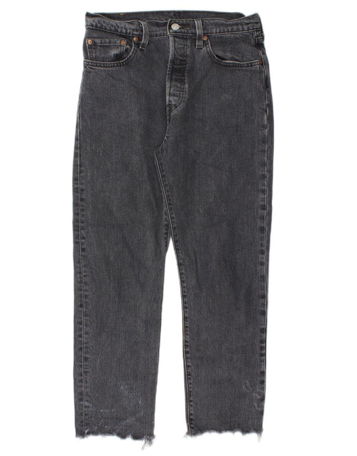 Calça jeans feminina LEVI'S 501 Straight W28 L26 algodão preto
