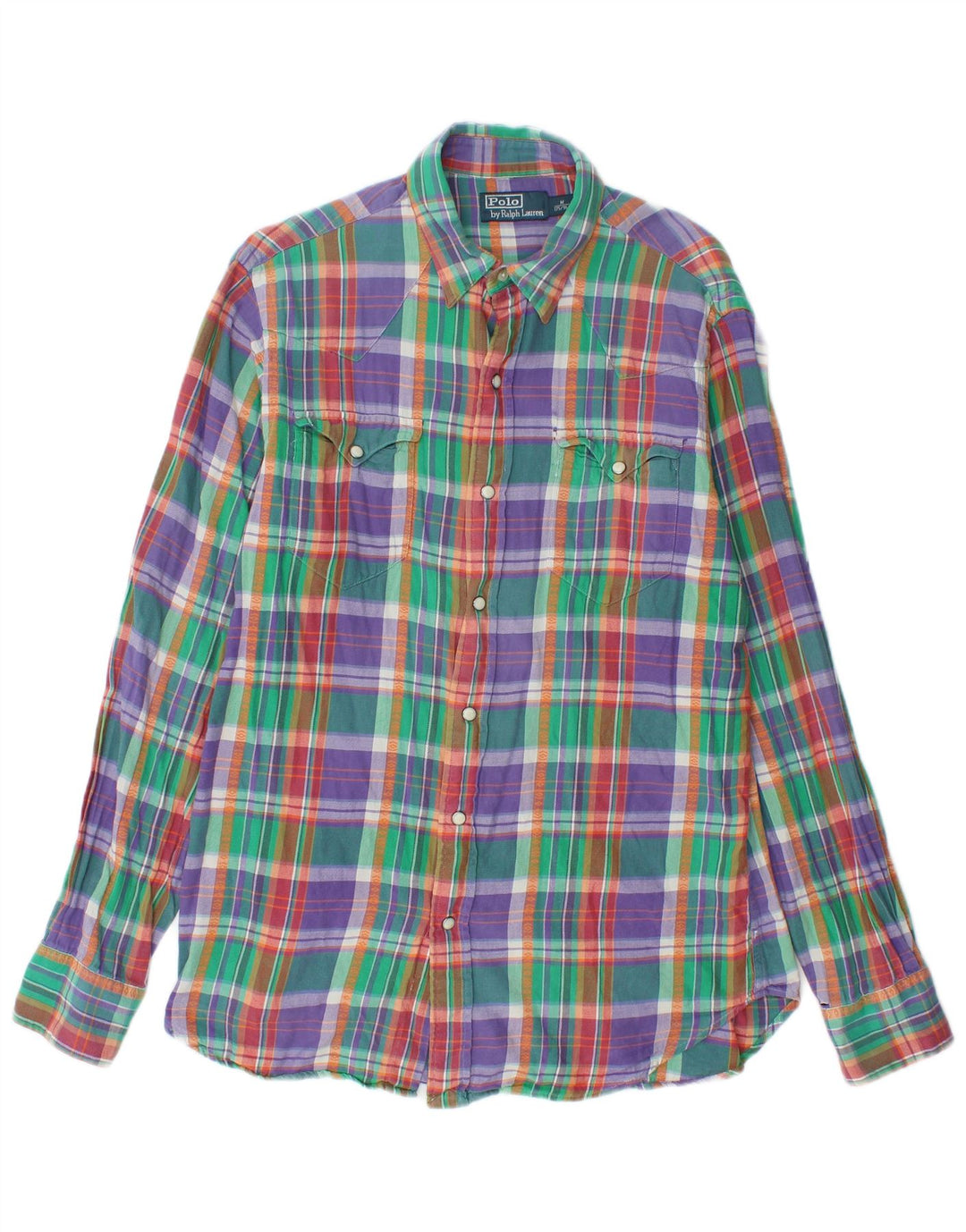 Polo Ralph Lauren Camisa masculina de flanela média de algodão xadrez multicolorido