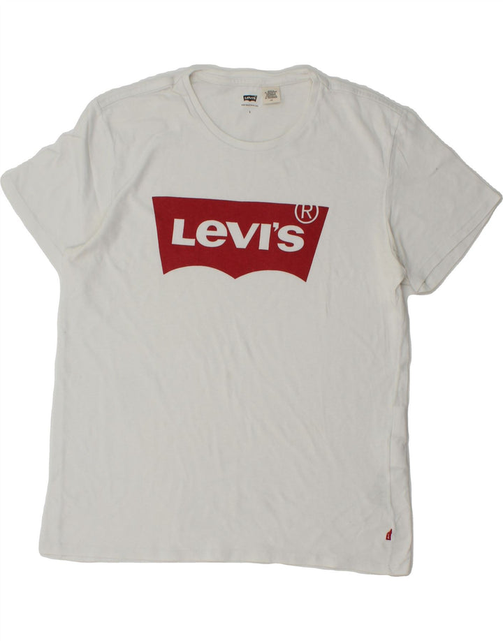 LEVI'S Mens Graphic T-Shirt Top Large White Cotton Vintage Levi's and Second-Hand Levi's from Messina Hembry 