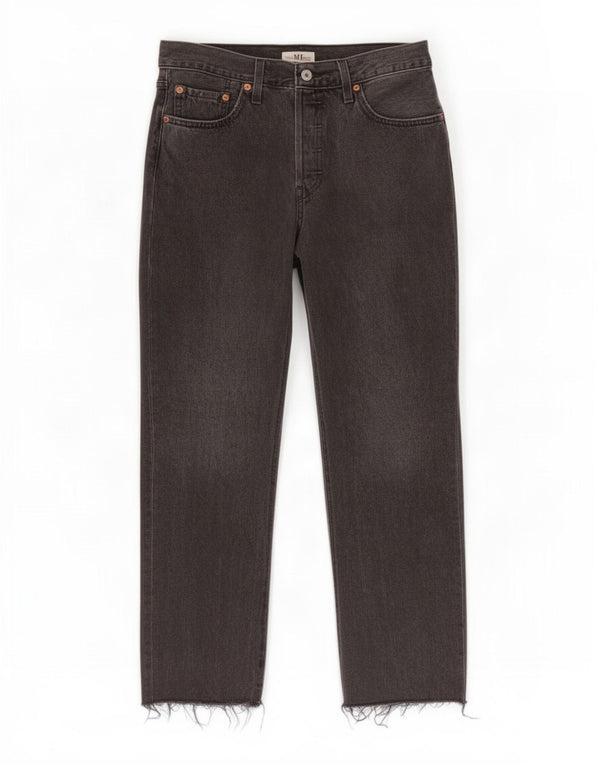 Jeans feminino Levi's 501 Straight W29 L28 algodão cinza