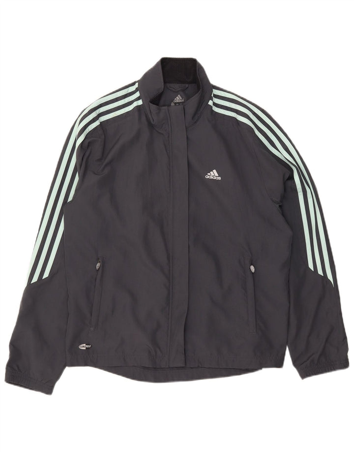 Adidas Womens Clima Proof Tracksuit Top Jacket UK 16 Grande Cinza Poliéster