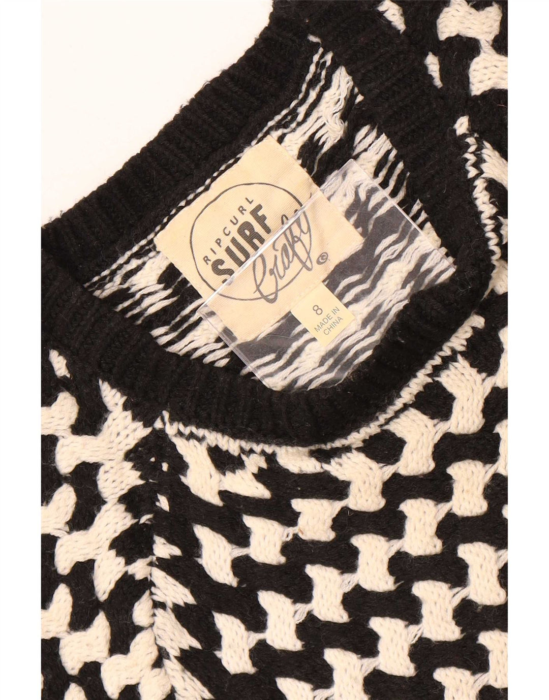 Suéter feminino Rip Curl com gola redonda US 8 listrado preto médio
