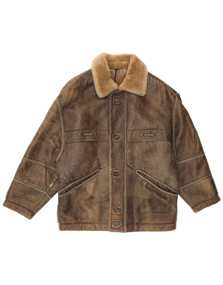 Jaqueta Christ Mens Shearling IT 48 Couro Marrom Médio