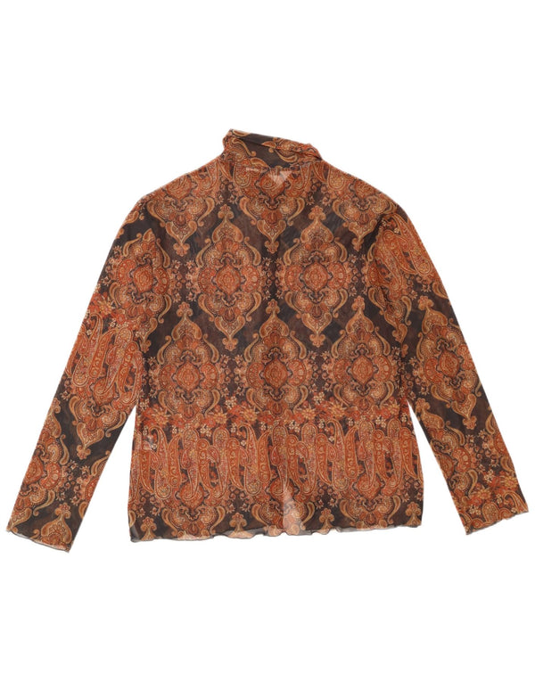 Blusa feminina Sara Glenzer transparente UE 46 XL marrom paisley