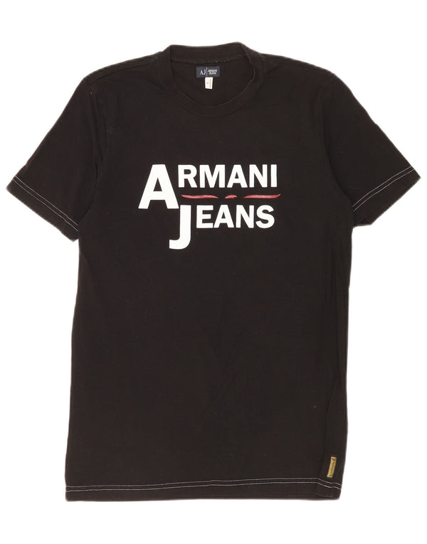 Camiseta masculina Armani Jeans gráfica grande algodão preto