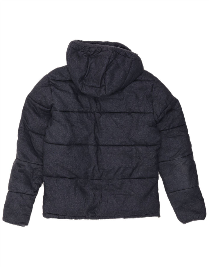 Jaqueta acolchoada com capuz masculina Superdry UK 40 grande poliéster azul marinho