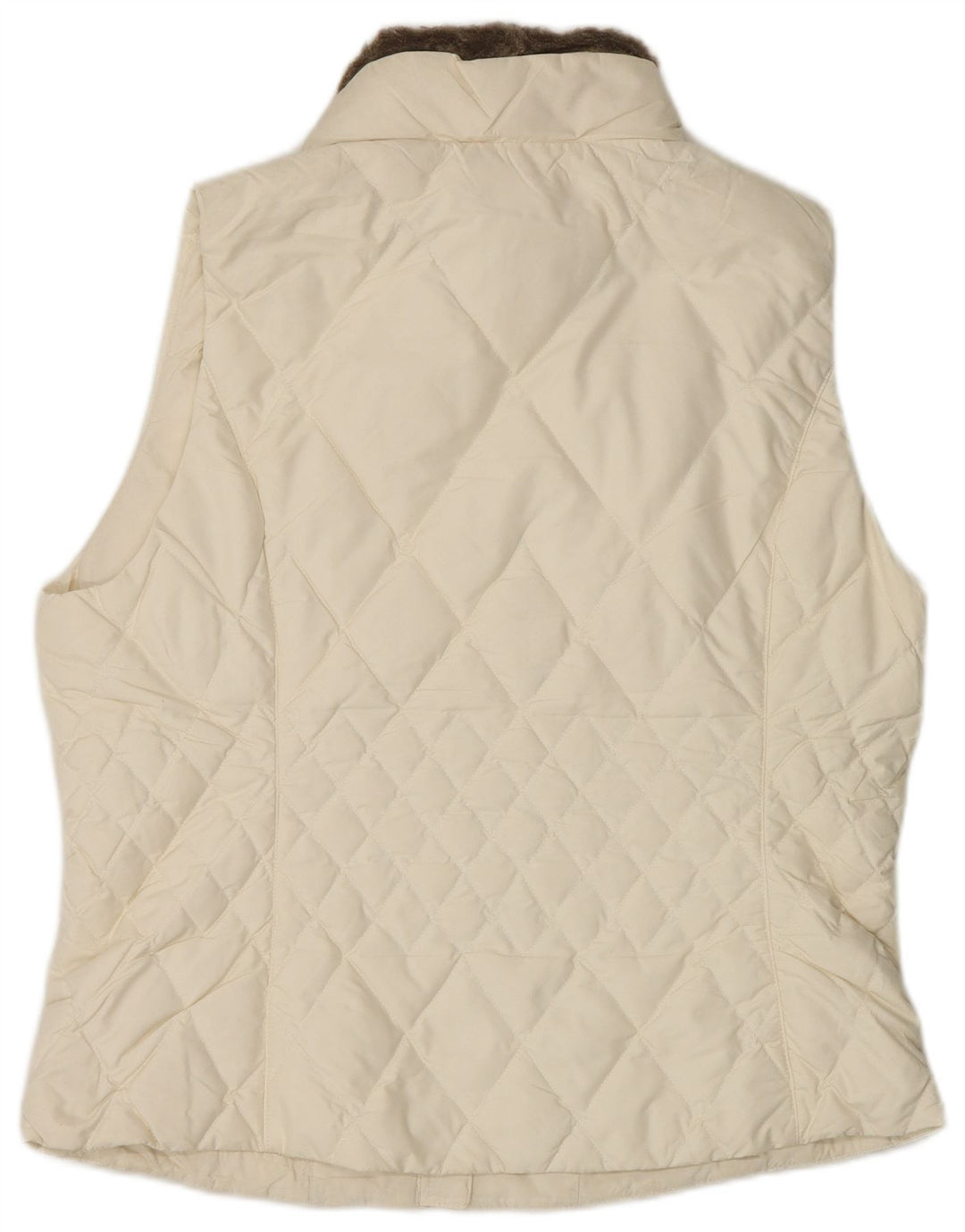 Colete acolchoado feminino Eddie Bauer UK 16 grande poliéster branco