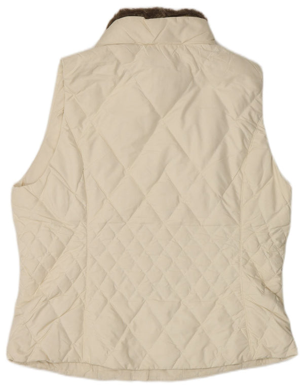 Eddie Bauer Womens Padded Gilet UK 16 Large Off White Polyester