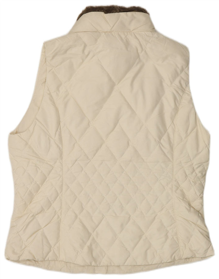 Colete acolchoado feminino Eddie Bauer UK 16 grande poliéster branco
