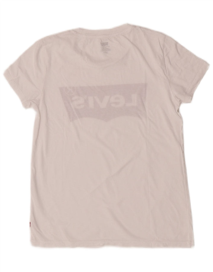 Camiseta feminina gráfica Levi's UK 10 pequena branca