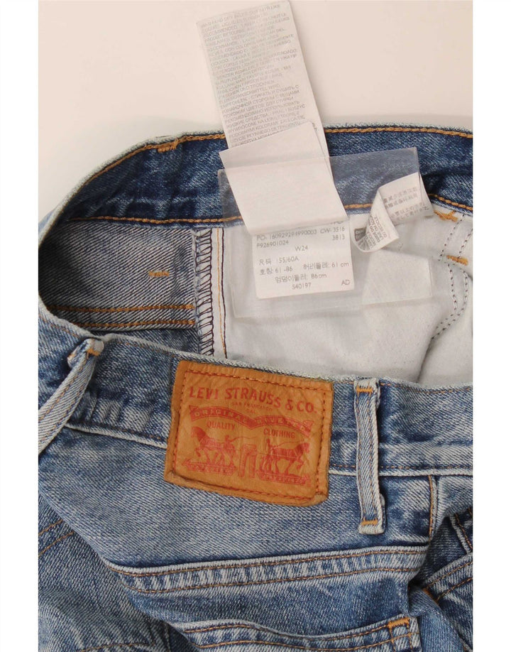 Calça jeans feminina Levi's com perna larga W24 L24 azul algodão