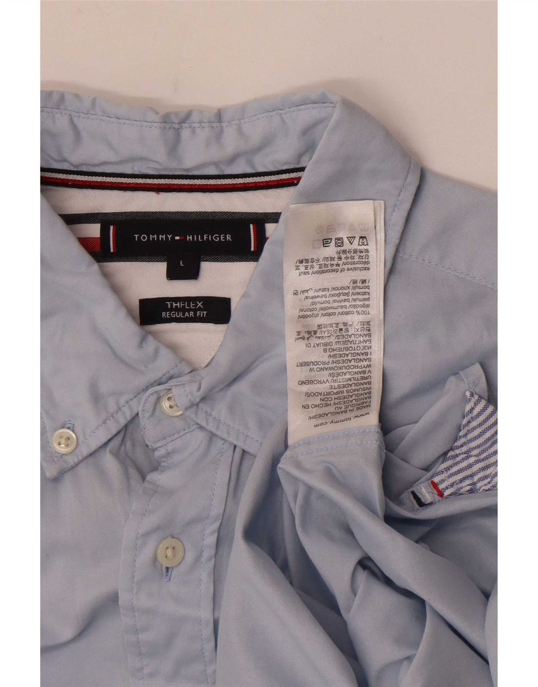 Camisa masculina Tommy Hilfiger Regular Fit grande algodão azul