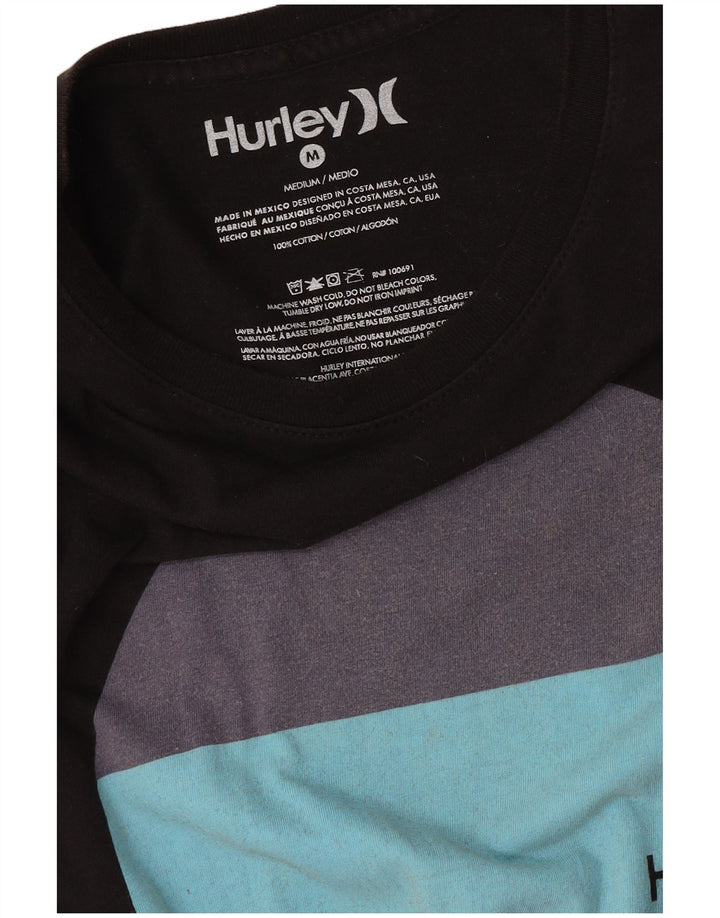 Camiseta gráfica masculina Hurley Top médio algodão preto