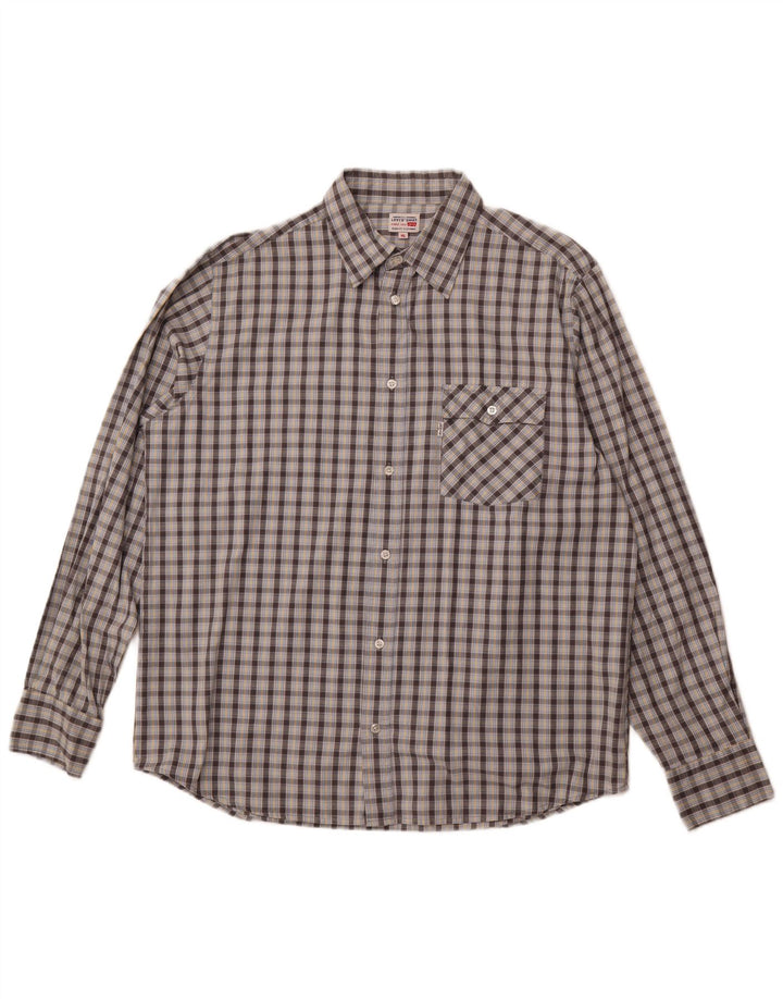 Camisa masculina LEVI'S XL cinza xadrez algodão