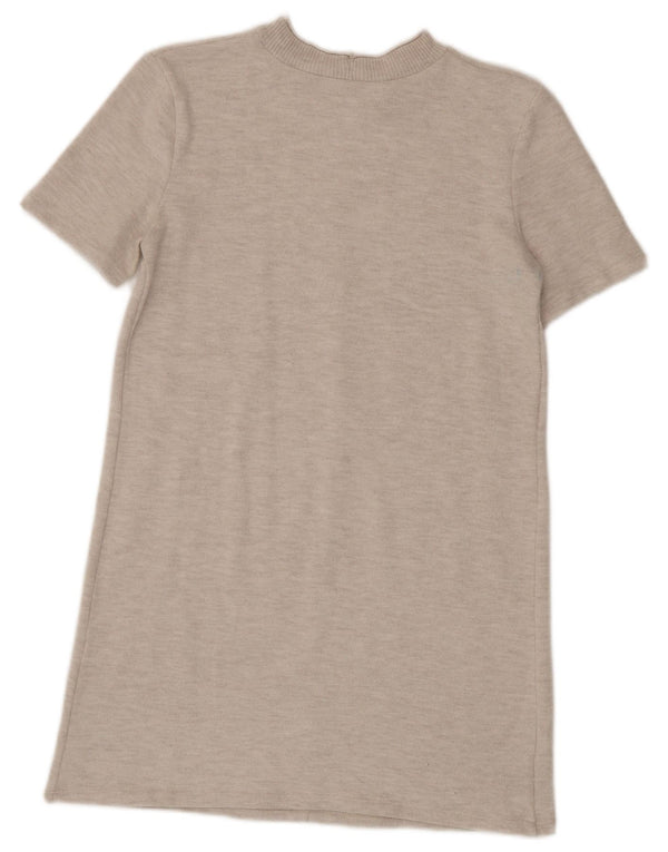 Vestido jumper feminino Zara de mangas curtas Reino Unido 10 pequeno bege