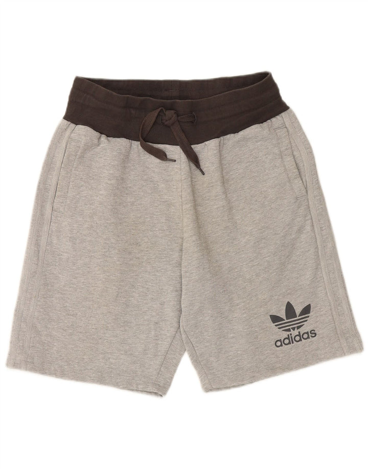 Shorts esportivos masculinos ADIDAS médio cinza colorblock algodão
